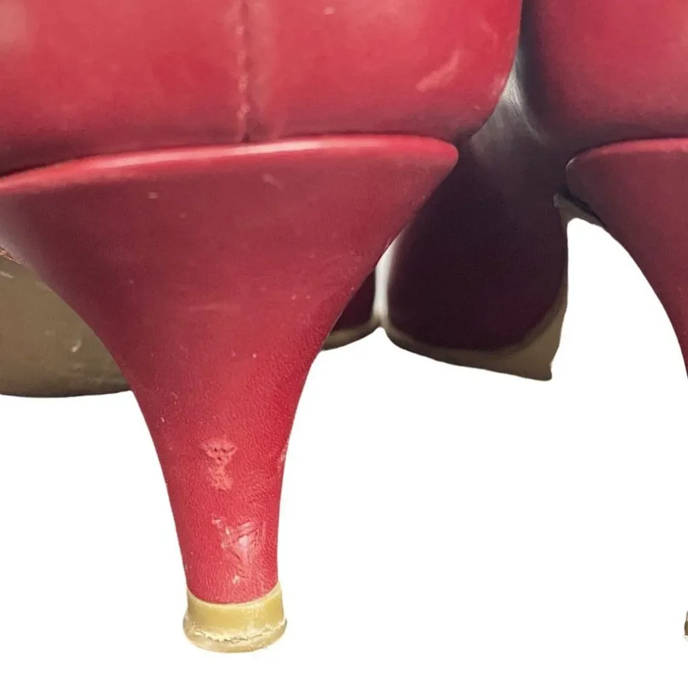 Vintage Marni Red Leather Kitten Heels - Size 5